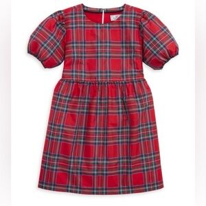 VINEYARDS VINES Girl's Plaid Taffeta Puff Sleeve Dress Size M